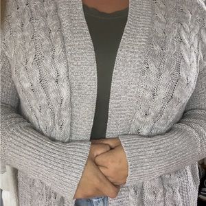 Old Navy Grey Cable Knit Cardigan